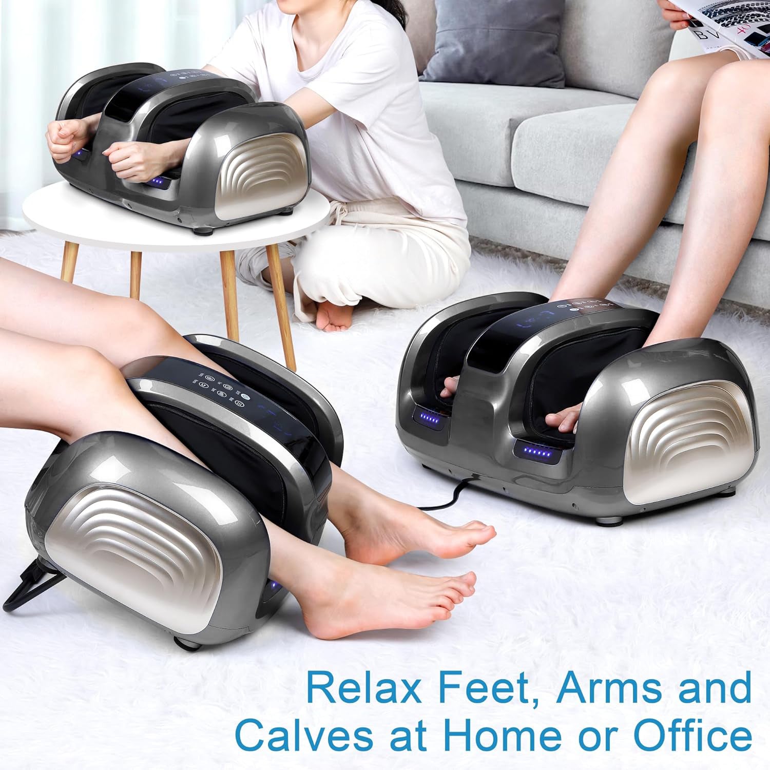3D Foot & Calf Massager With Heat - 4 Auto Programs & Adjustable Intensity For Full Relaxation