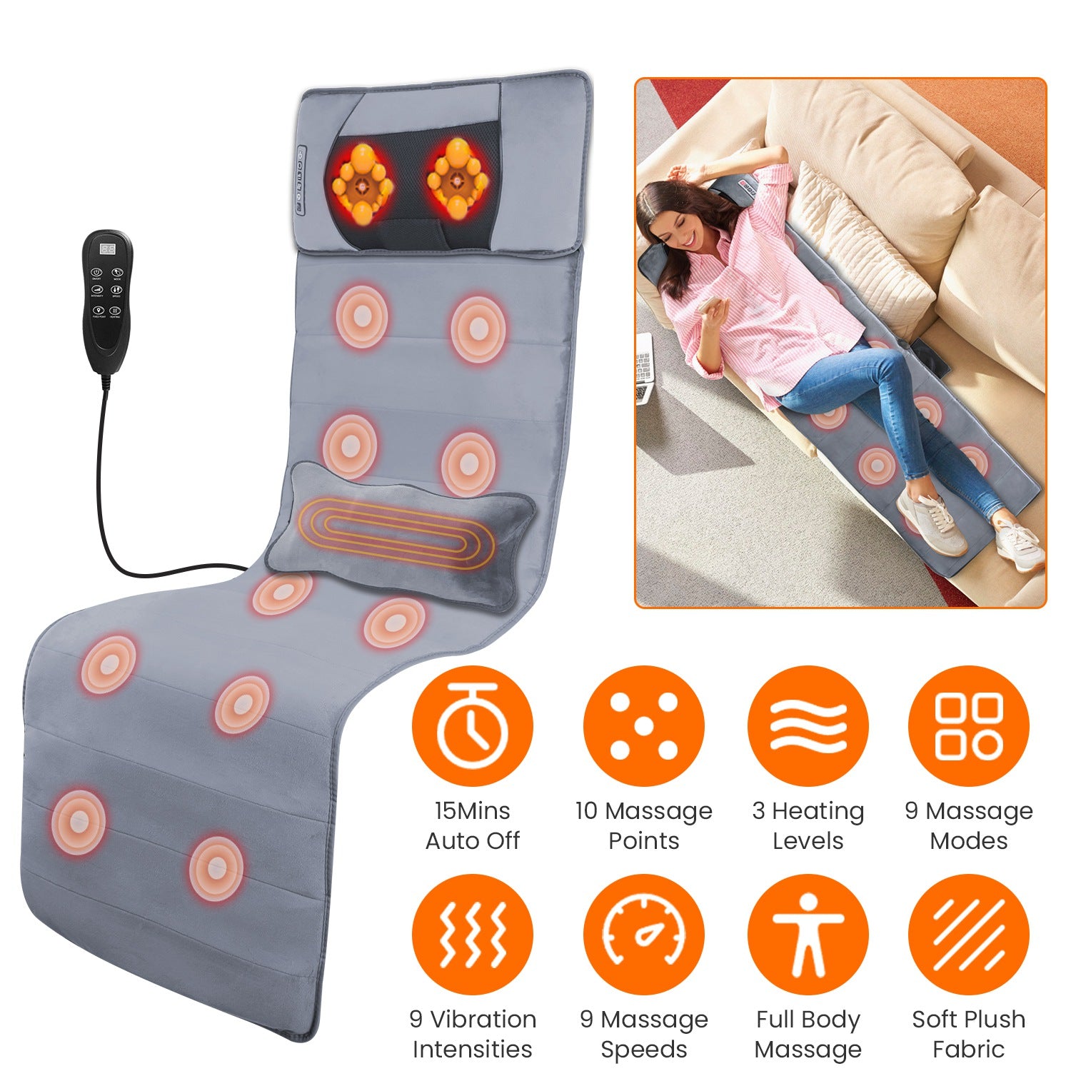 1Pc Full Body Electric Massage Mat With Heat
